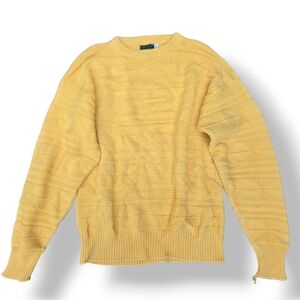 Vintage Colours By Alexander Julian Yellow Cable Knit Crew Neck Sweater Mens L
